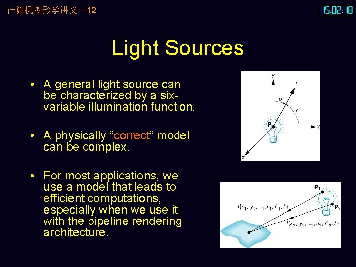 计算机图形学讲义－12 Light Sources • A general light source can be characterized by a sixvariable