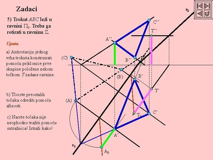 Zadaci s 2 5) Trokut ABC leži u ravnini 1. Treba ga rotirati u