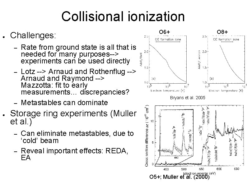 Collisional ionization ● Challenges: – – – ● Rate from ground state is all