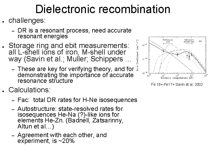 Dielectronic recombination ● challenges: – ● Storage ring and ebit measurements: all L-shell ions