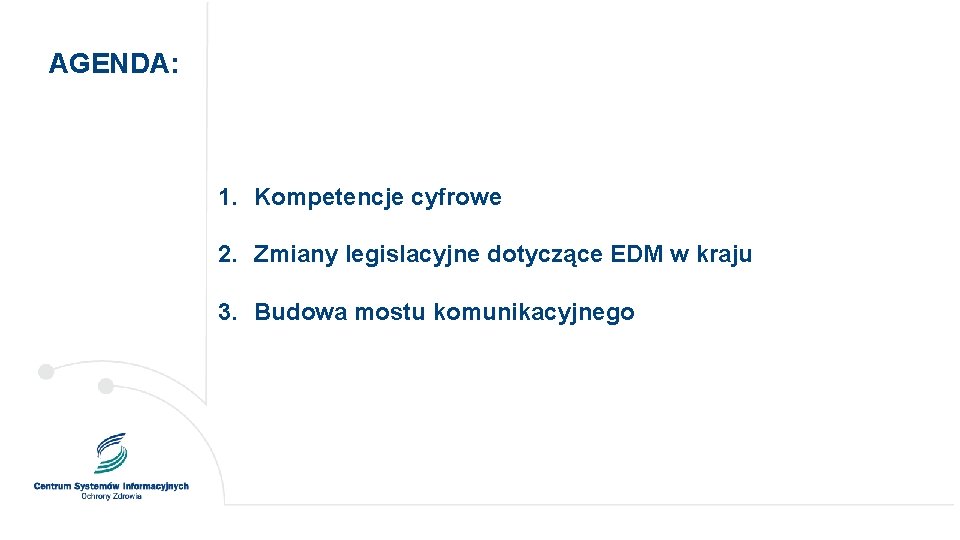 AGENDA: Platformy regionalne Szanse na powodzenie projektu 1. Kompetencje cyfrowe 2. Zmiany legislacyjne dotyczące