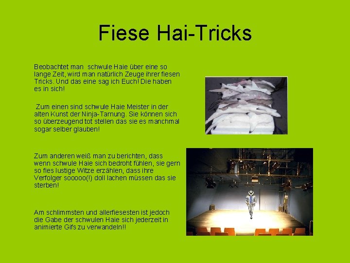 Fiese Hai-Tricks Beobachtet man schwule Haie über eine so lange Zeit, wird man natürlich