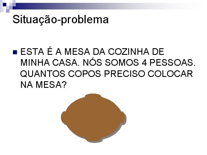 Situação-problema n ESTA É A MESA DA COZINHA DE MINHA CASA. NÓS SOMOS 4