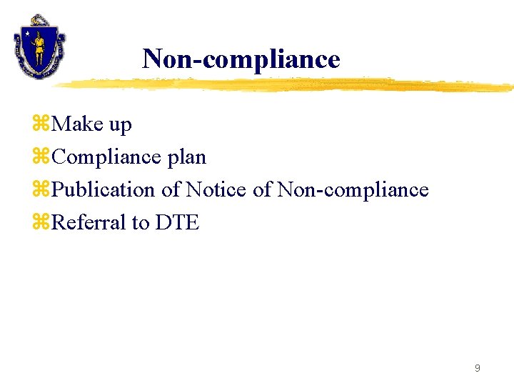 Non-compliance z. Make up z. Compliance plan z. Publication of Notice of Non-compliance z.