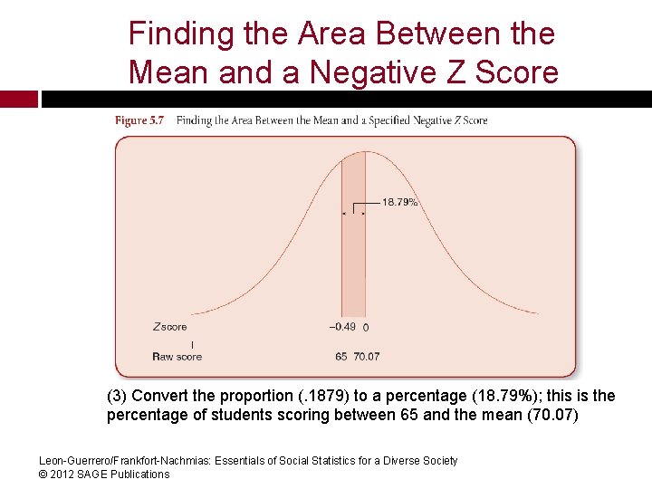 Finding the Area Between the Mean and a Negative Z Score (3) Convert the