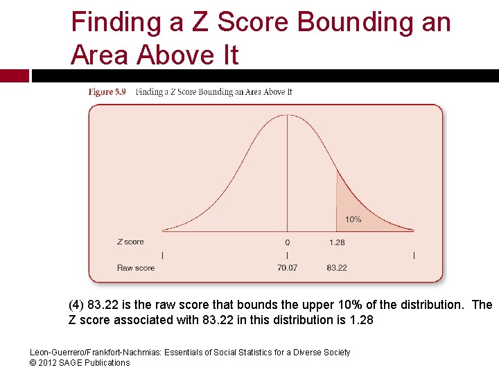 Finding a Z Score Bounding an Area Above It (4) 83. 22 is the