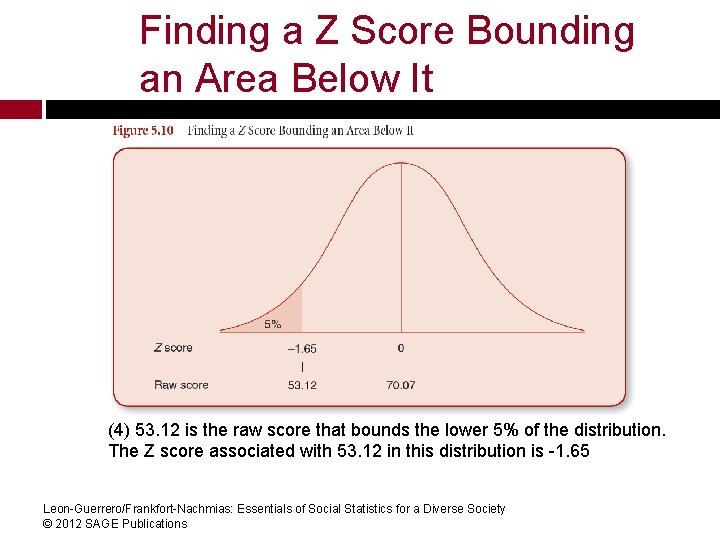 Finding a Z Score Bounding an Area Below It (4) 53. 12 is the