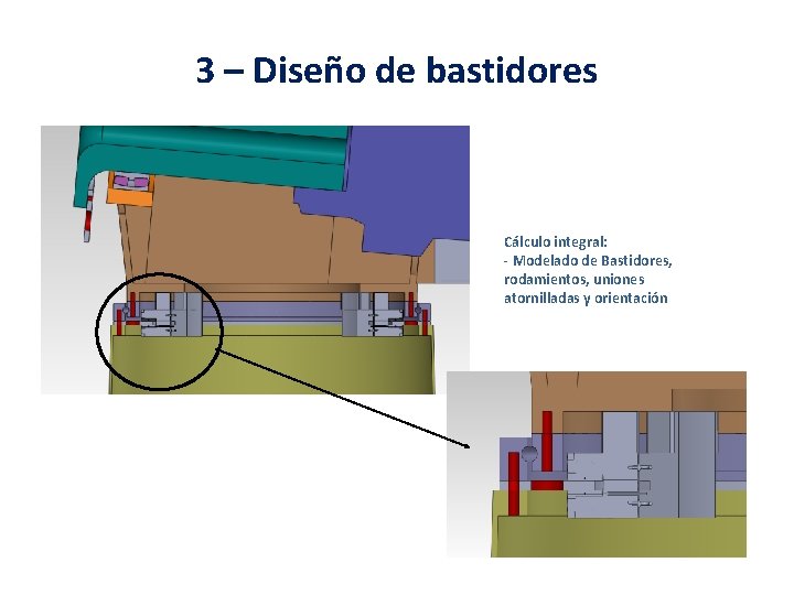 3 – Diseño de bastidores Cálculo integral: - Modelado de Bastidores, rodamientos, uniones atornilladas