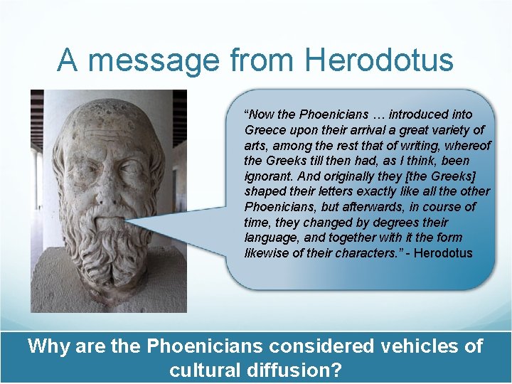 A message from Herodotus “Now the Phoenicians … introduced into Greece upon their arrival