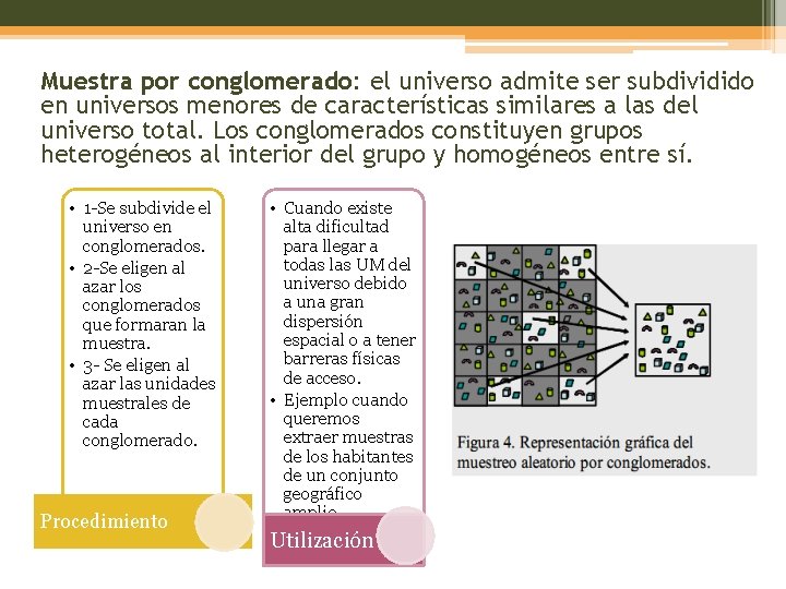 Muestra por conglomerado: el universo admite ser subdividido en universos menores de características similares