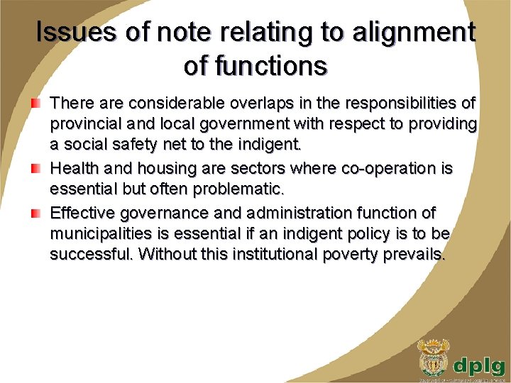 Issues of note relating to alignment of functions There are considerable overlaps in the