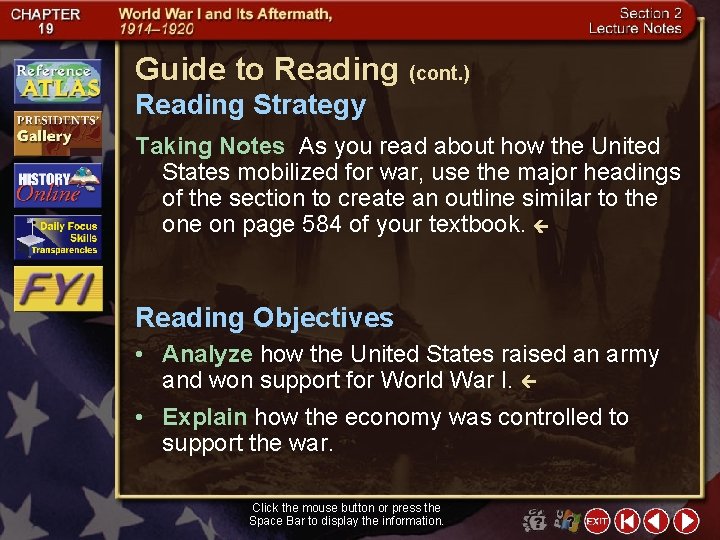 Guide to Reading (cont. ) Reading Strategy Taking Notes As you read about how