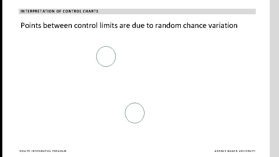 INTERPRETATION OF CONTROL CHARTS Points between control limits are due to random chance variation