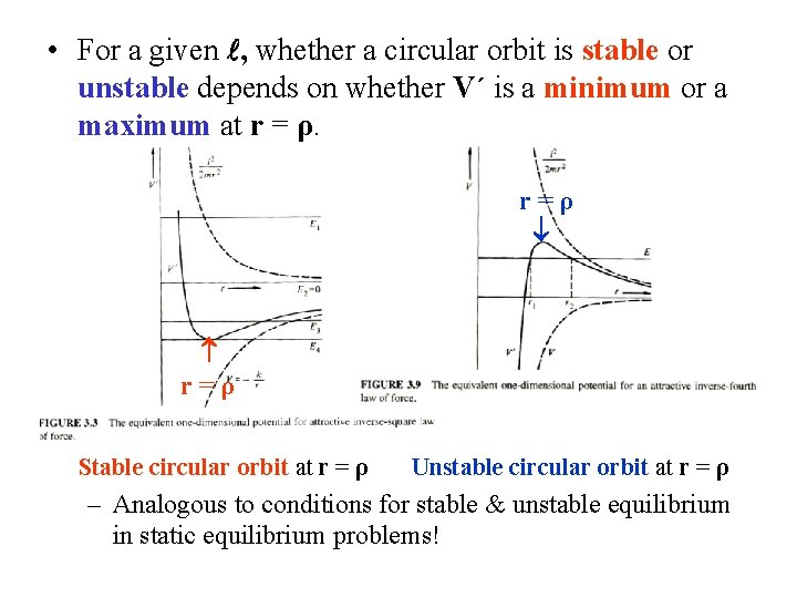  • For a given , whether a circular orbit is stable or unstable