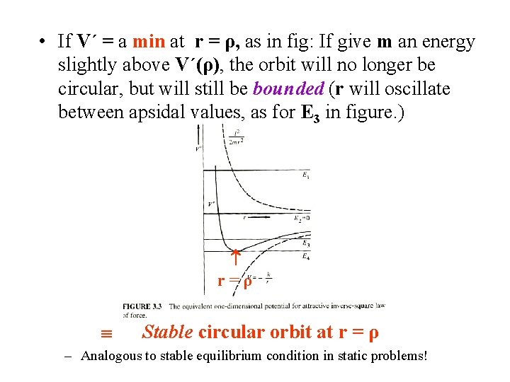  • If V´ = a min at r = ρ, as in fig: