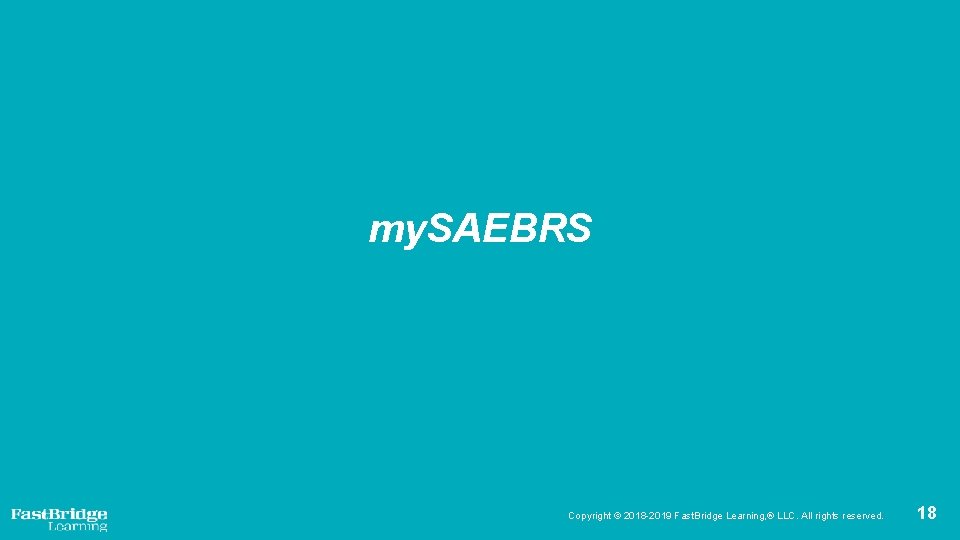my. SAEBRS Copyright © 2018 -2019 Fast. Bridge Learning, ® LLC. All rights reserved.