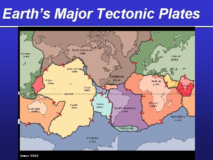 Earth’s Major Tectonic Plates Source: USGS Fig. 16 -4, p. 335 