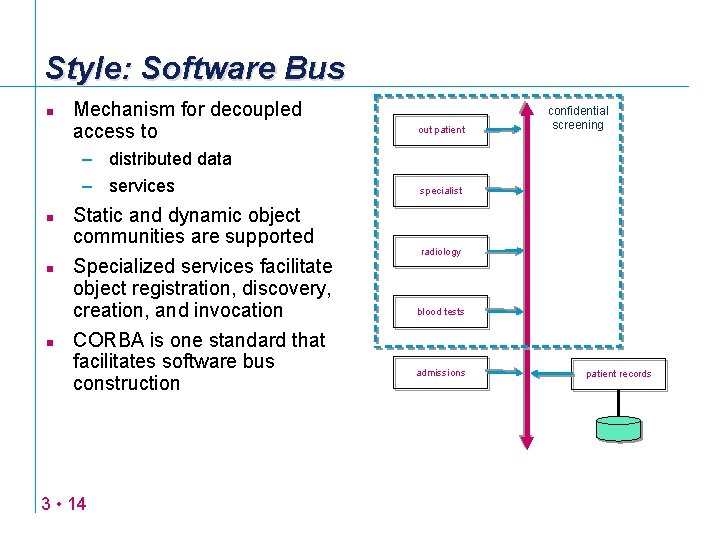 Style: Software Bus n Mechanism for decoupled access to – distributed data – services