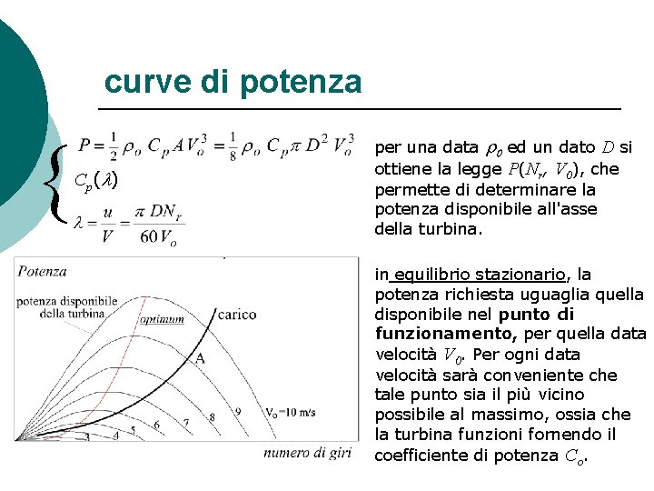 curve di potenza C p (l ) per una data r 0 ed un