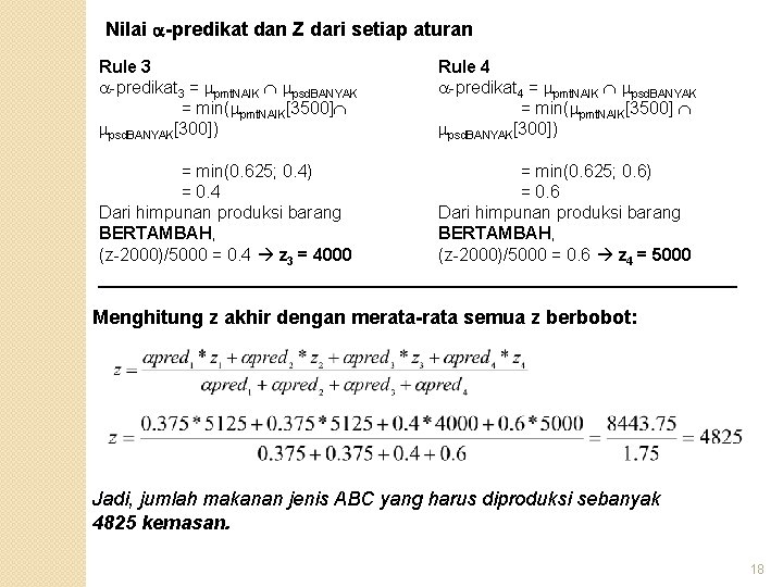 Nilai -predikat dan Z dari setiap aturan Rule 3 -predikat 3 = pmt. NAIK