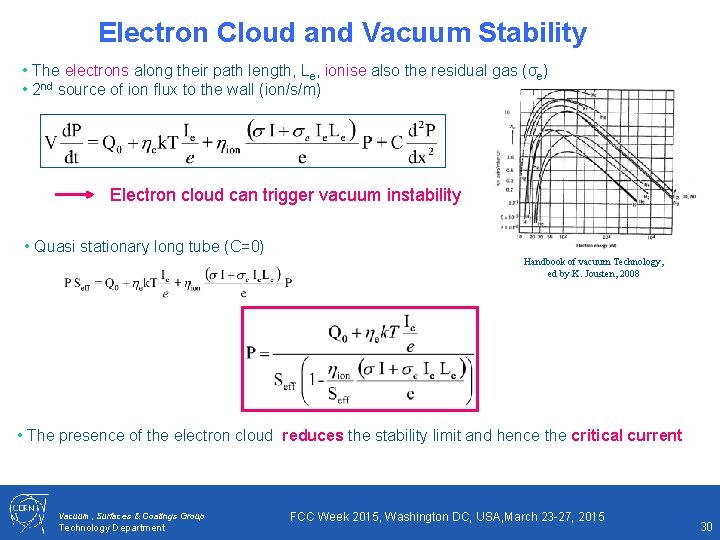 Electron Cloud and Vacuum Stability • The electrons along their path length, Le, ionise