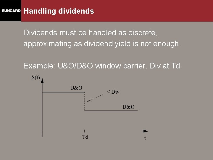 Handling dividends Dividends must be handled as discrete, approximating as dividend yield is not