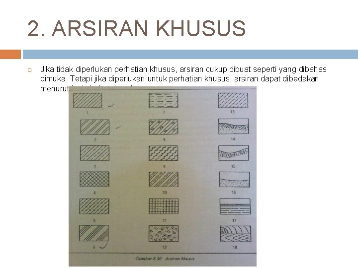 2. ARSIRAN KHUSUS Jika tidak diperlukan perhatian khusus, arsiran cukup dibuat seperti yang dibahas