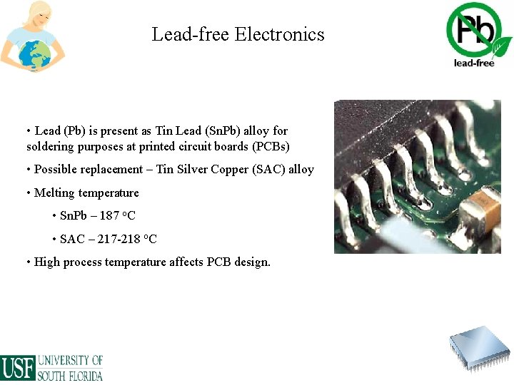 Lead-free Electronics • Lead (Pb) is present as Tin Lead (Sn. Pb) alloy for