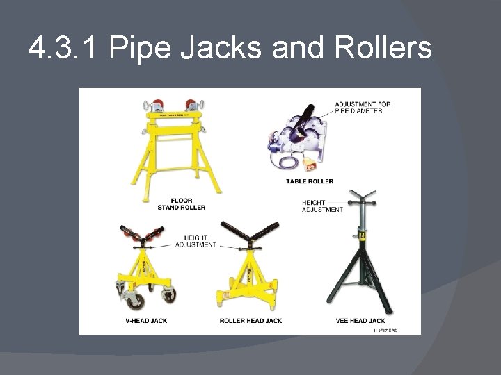 4. 3. 1 Pipe Jacks and Rollers 