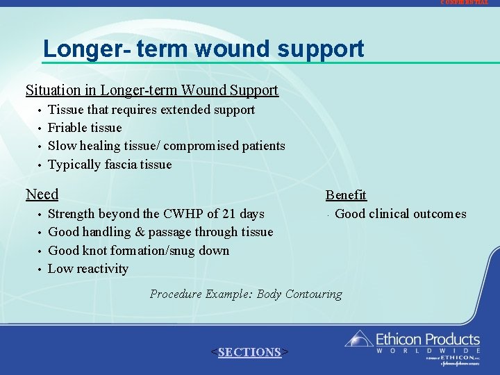 CONFIDENTIAL Longer- term wound support Situation in Longer-term Wound Support • • Tissue that