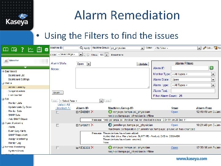 Alarm Remediation • Using the Filters to find the issues 