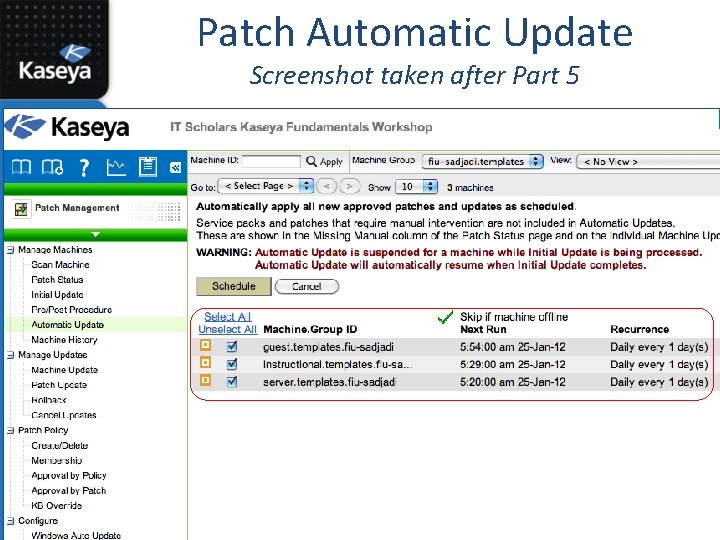 Patch Automatic Update Screenshot taken after Part 5 