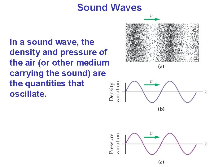 Sound Waves In a sound wave, the density and pressure of the air (or