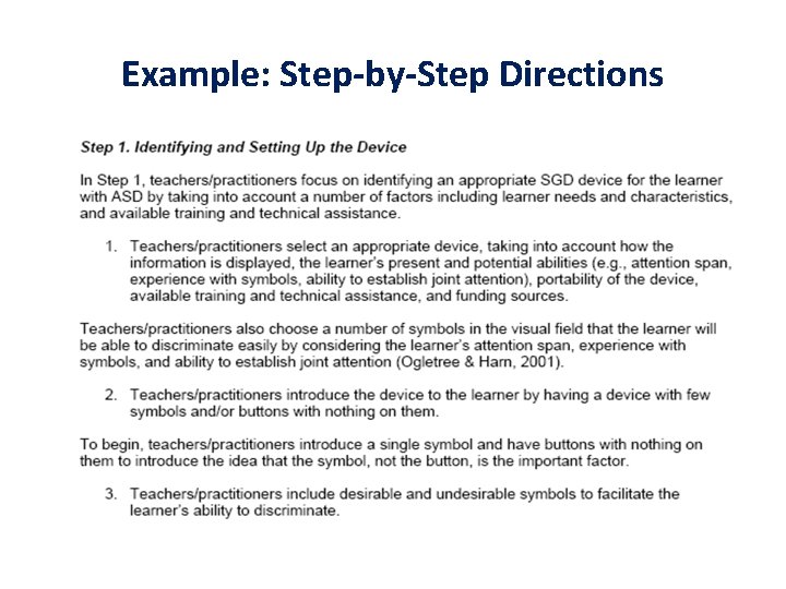 Example: Step-by-Step Directions 