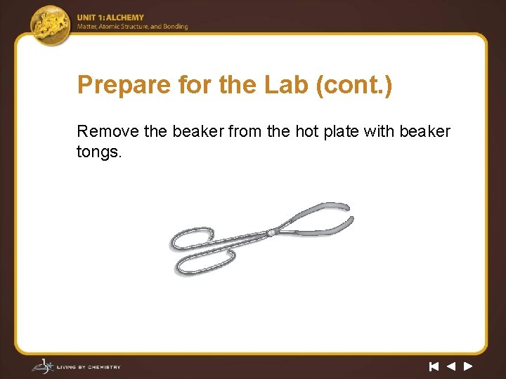 Prepare for the Lab (cont. ) Remove the beaker from the hot plate with