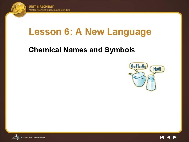 Lesson 6: A New Language Chemical Names and Symbols 