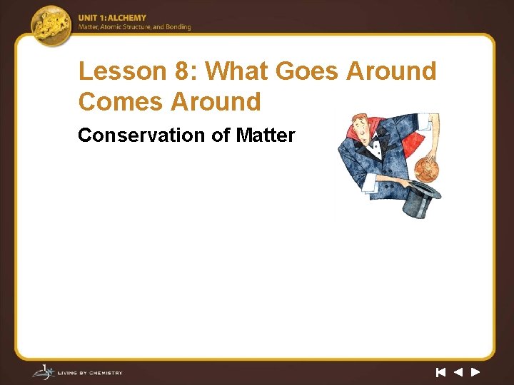 Lesson 8: What Goes Around Comes Around Conservation of Matter 