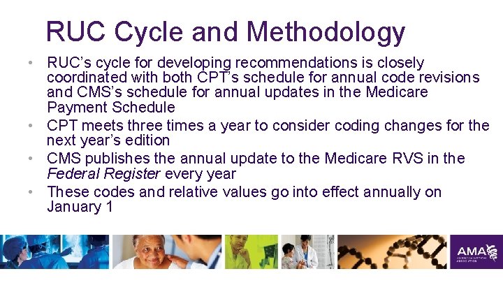 RUC Cycle and Methodology • RUC’s cycle for developing recommendations is closely coordinated with