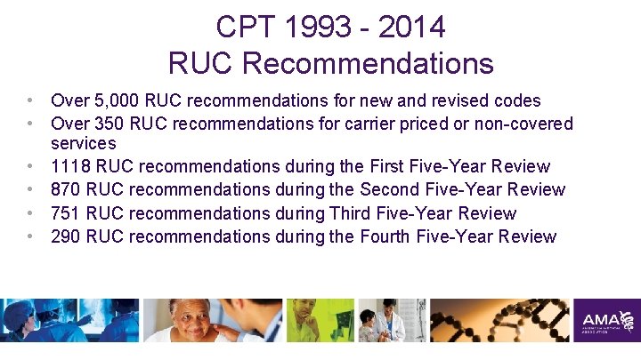 CPT 1993 - 2014 RUC Recommendations • Over 5, 000 RUC recommendations for new