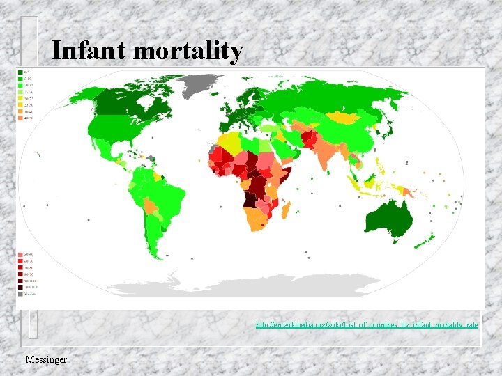 Infant mortality The rate in the United States is 5. 98, and there are