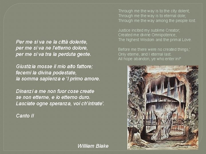 Through me the way is to the city dolent; Through me the way is Through me the way is to the city dolent; Through me the way is