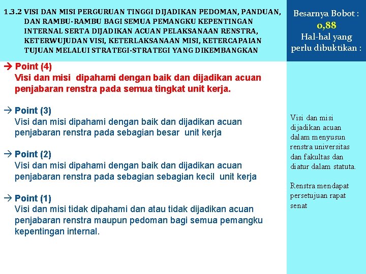 1. 3. 2 VISI DAN MISI PERGURUAN TINGGI DIJADIKAN PEDOMAN, PANDUAN, DAN RAMBU-RAMBU BAGI