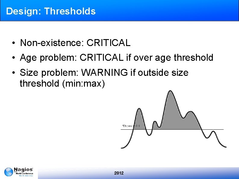Design: Thresholds • Non-existence: CRITICAL • Age problem: CRITICAL if over age threshold •