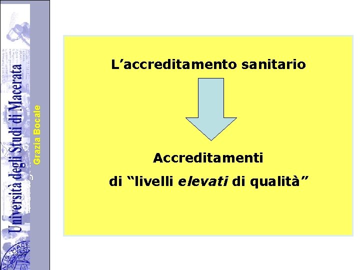 Università degli Studi di di Perugia. Grazia Bocale L’accreditamento sanitario Accreditamenti di “livelli elevati