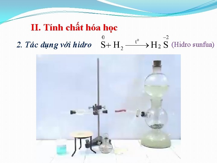 II. Tính chất hóa học 2. Tác dụng với hidro (Hidro sunfua) 