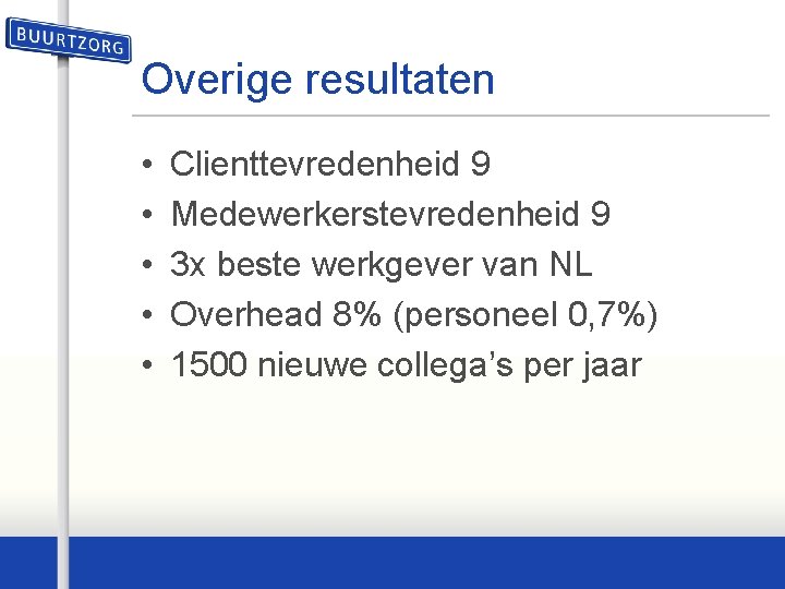 Overige resultaten • • • Clienttevredenheid 9 Medewerkerstevredenheid 9 3 x beste werkgever van