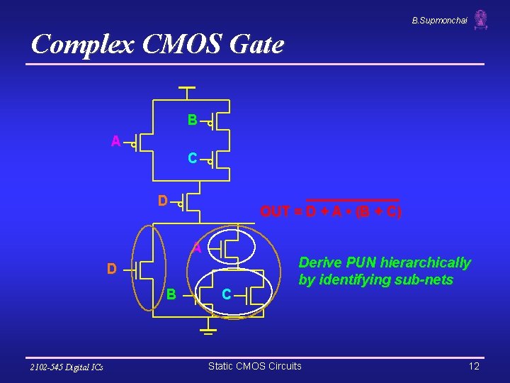 B. Supmonchai Complex CMOS Gate B A C D OUT = D + A
