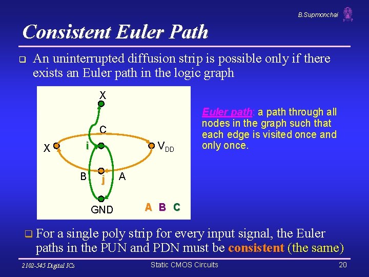 B. Supmonchai Consistent Euler Path q An uninterrupted diffusion strip is possible only if