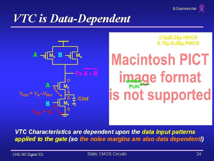B. Supmonchai VTC is Data-Dependent 0. 5 /0. 25 NMOS 0. 75 /0. 25
