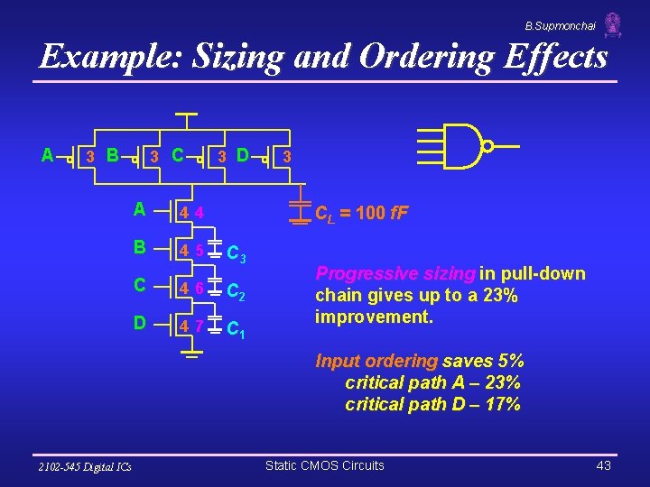 B. Supmonchai Example: Sizing and Ordering Effects A 3 B 3 C A 44